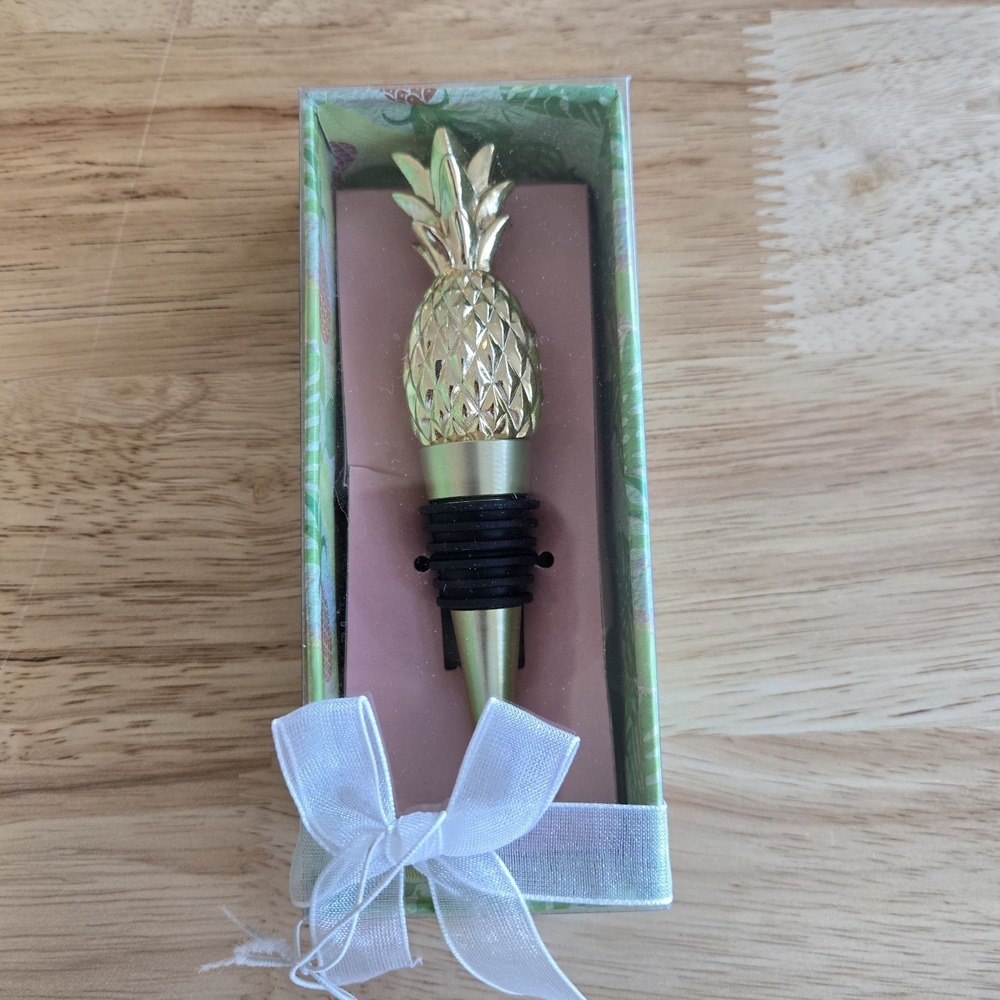 Pineapple Wine Bottle Stopper Gold‎
